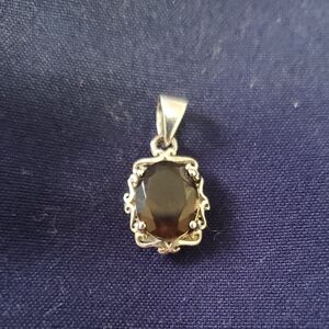 Sterling Silver Smoky Quartz Pendant - Brown Gemstone Necklace